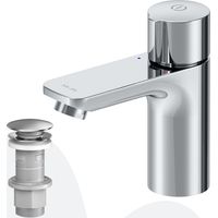 AM.PM Badarmatur mit Pop-Up Ablaufventil für Waschbecken Wasserhahn Bad Chrom Waschtischarmatur mit Ablaufgarnitur 1 1/4 Zoll Messing Ventil Ablauf