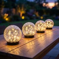 Lampada solare da esterno luce solare decorazione balcone vetro crepla chiaro LED D 12 cm set di 4