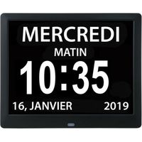 Horloge calendrier numérique One Piece 7 pouces avec date et heure, horloge Alzheimer pour parents, machine de rappel de médicaments pour grands-parents et enfants-noir-20414324mm MNS