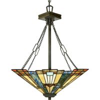 Elstead Inglenook - Suspension à 3 ampoules au fini bronze, Tiffany, E27