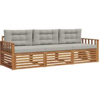 Conjunto de sofás de exterior 3 uds. Gris Natural y Claro vidaXL