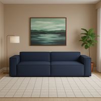 Dmora - Sofá fijo Dmelucc, Sofá modular lineal de 3 plazas, 100% Made in Italy, Sofá de salón moderno en tela., Cm 260x95h70, Azul