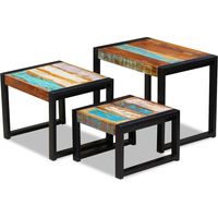 Lot de 3 Tables gigognes,Tables Basses gigognes pour Salon Bois de récupération massif -91820