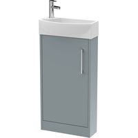 Hudson Reed Juno Compact RH Floor Standing Vanity Unit and Basin 440mm Wide - Coastal Grey