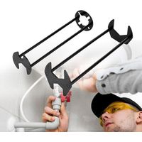 Set mit 2 Multifunktions-Spülbeckenschlüsseln, 7 Größen, zur Montage von Armaturen und Spülbecken, Vier-Backen-Sechskantschlüssel für Küche und Bad