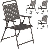Juego de 4 Sillas de JardĂn Exterior Plegables con Reposabrazos Respaldo y Asiento Marco Metálico 55x63x93 cm MarrĂłn