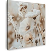QUADRO SU TELA Fiori - Inverno - Bianco - Neve - Beige 50x50 cm