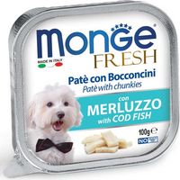Pâté et morceaux de morue fraîche Monge Dog 100g