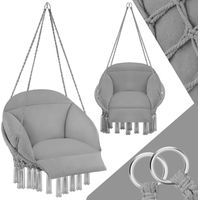 Fauteuil suspendu avec un coussin d'assise épais gris