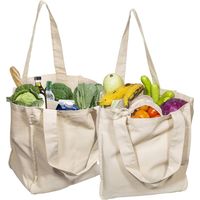 Sacs à provisions en toile de qualité supérieure avec porte-bouteilles - Sacs cabas en tissu résistants et haut de gamme - Sacs cabas réutilisables - Sacs à vin lavables et écologiques avec poignées (