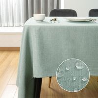 Nappe rectangulaire Anti-tâches et imperméable, en Tissu avec Aspect Lin Lavable en Machine pour Tables de Maison,de Restaurant,de café et d'hôtel-140 140cm, Vert Clair