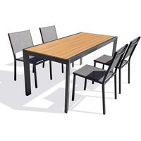TONGA - Set da pranzo da giardino in alluminio a 4 posti - Grigio antracite - DCB GARDEN