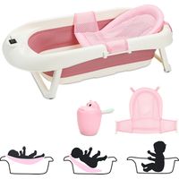 Randaco Baignoire bébé pliable 83cm Baignoire bébé anti-dérapante pour bébé,Rose