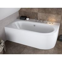 Azura Home Design – Baignoire asymétrique gauche 170cm en acrylique renforcé – Tablier blanc inclus – Pieds réglables pour installation facile – Garantie 10 ans