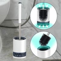 TolleTour Cepillo de baño de silicona con mango largo, cepillo de baño para cuarto de baño, blanco