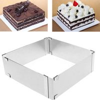 Stainless Steel Cake Ring Square Mousse Mold Ring Cutter Adjustable 10cm to 18cm