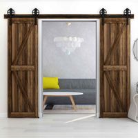 TSMST Rail de porte coulissante avec amortisseur, fixation sur côté de porte , avec Grandes Roues, Double Porte 213CM,Portes non incluses