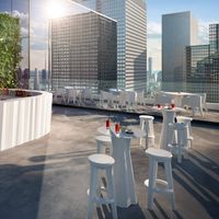 Taburete de bar redondo 74 cm de diseño moderno minimalista en polietileno Frozen S1-R - Blanco