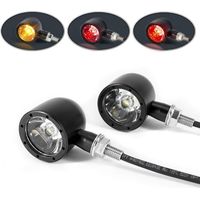 Motorcycle Rear LED Indicators Turn Signals and Stop Tail Lights Integrated Black CNC Billet Aluminium for Custom Chopper Bobber Street Motorbikes