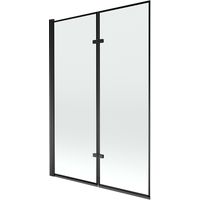 Pare-baignoire pivotant Silla, paroi de baignoire 120x150 cm en verre trempé, installation murale facile, design moderne, Noir