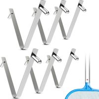 6 Clips Universels V Acier Inox Pôles Piscine, brosses crochets double broche ressort accessoires
