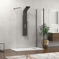Doccia walk in 80x90 angolare con profilo nero KW4000B kamalu
