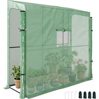 Serra da Giardino a Muro con 2 Porte Avvolgibili e Copertura in PE Anti UV, 200x80x200cm, Verde