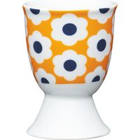 Kitchen Craft - Eierbecher, Retro-Blumen-Design de Design de Tupfen-Design, Porzellan, orange, 9 x 12 x 16 cm