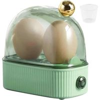 Egg Boiler - Electric Steamer For Boiled Eggs - 2-Egg Capacity With Timer Auto Shut-Off - Compact Kitchen Appliance - Green