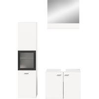 Ensemble 1 colonne vitrée + 2 meubles décor blanc - BOSTOZ
