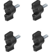 4x vis papillon M6 x 10 tige acier tête plastique