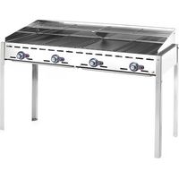 Barbecue Green Fire avec 4 brûleurs Profi Line sur support avec roulettes Gris 22kW - Hendi
