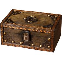 Handmade Wooden Jewelry Box for Men Women Vintage Treasure Chest Storage Box 18 x 12 x 8cm