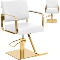 Poltrona da parrucchiere e estetica Physa OTLEY con poggiapiedi - bianco e oro
