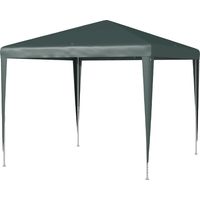 Gazebo da Giardino 2,7x2,7 m Telaio Acciaio Rivestimento PE Verde Scuro