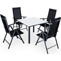CASARIA® Conjunto de Jardín Bern 4+1 Aluminio 4 Sillas Plegables y 1 Mesa 90x90 con Tablero de Vidrio Esmerilado Exterior Terraza Antracita