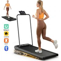 Walking Pad Compact 2-8 km/h avec Inclinaison Réglable sur 4 Niveaux jusqu'à 8 %, Barre d'Appui Amovible, Bluetooth et Écran LED, Compatible EQiSport, Kinomap et Zwift, pour Maison et Bureau