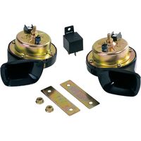 Avertisseur ton grave 12V – Niveau sonore 112 dB+ – Pavillon en résine noire – Installation facile avec patte de fixation – Fisa