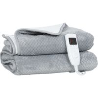 Scaldasonno Elettrica 160x140 cm con 5 Livelli di Calore e 2 Telecomandi, in Pile e Poliestere Grigio