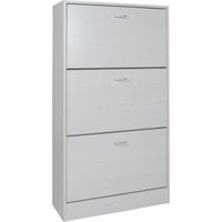 Scarpiera Salvaspazio Slim da Ingrezzo 3 Ante Doppie a Ribalta Mobile Porta Scarpe Bianco 60x24x115h