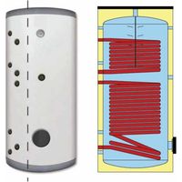 Ballon échangeur ECS solaire 300L – 2 échangeurs en acier émaillé – Isolation 70 mm PU rigide – Anode magnésium et thermomètre inclus