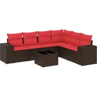 Maison Exclusive - 7-teiliges Gartensofa-Set mit Kissen, braun, P