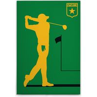 Leinwandbild Retro Golfspieler M1-No.50865 - Kunstdruck auf Leinwand in Grün Gelb - Wandbild 40 x 60 cm
