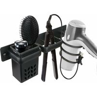 Set di accessori per asciugacapelli, portaoggetti da bagno e piastra per capelli, accessorio professionale da parete in alluminio per, mensola con fori per argento e nero