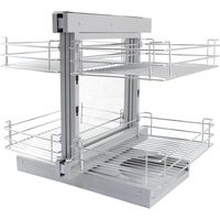 4 Cestos de Acero Inoxidable para Mueble de Rincón Ciego 90-100cm, Mano Derecha Tire Cestas de Cocina con Cierre Suave Armario Lavadero Organizador Alacena Despensa Almacenamiento, Capacidad 60-80kg