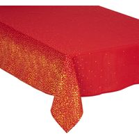 Nappe de Fêtes en coton et polyester Rouge Imprimé Léopard Argenté 140 x 240 cm - Feeric Christmas