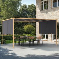 Pérgola corredera 2 caras 3x4 M cenador de jardín efecto madera tejido gris antracita