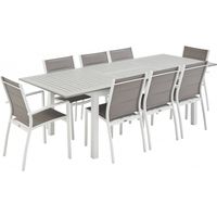 8-seater extendable aluminium garden table set with chairs White 244x100x75 cm - Chicago 8