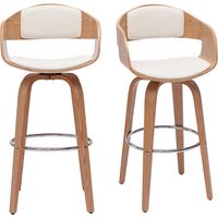 Miliboo – Tabouret de bar scandinave pivotant 360° en bois clair – Lot de 2 – Hauteur 65 cm – Structure en contreplaqué hêtre et métal chromé