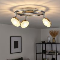 Plafoniera spot orientabile Rondell cromo lampada da soffitto alluminio, nichel opaco, 3x LED 5W 345Lm bianco caldo, DxH 25x16,5 cm